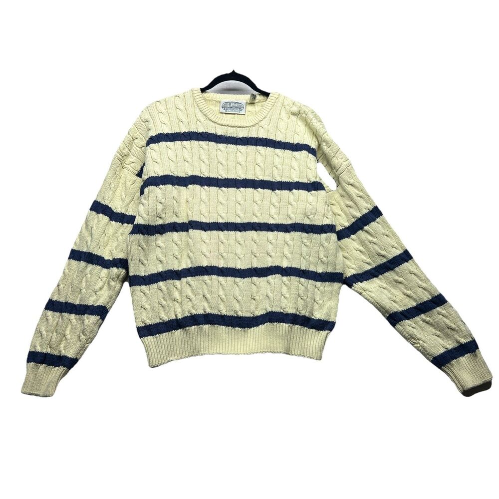 Vintage Britches Great Outdoors Sweater Medium Preppy Fisherman Knit Striped
